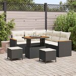vidaXL Ensemble de salon de jardin 8 pièces avec coussins noirs en rotin poly-acacia.