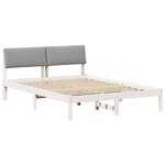 vidaXL Cadre de lit avec tête de lit Blanc et gris clair 135 x 190 cm