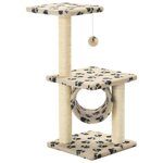 vidaXL Arbre à chat avec griffoirs en sisal 65 cm Beige Motif pattes