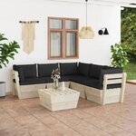 vidaXL Salon de jardin palette 6 Pièces avec coussins bois d'épicéa
