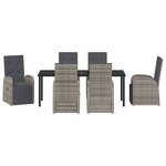 vidaXL Ensemble de salle à manger de jardin 7 pièces avec coussins Gris Poly Rattan