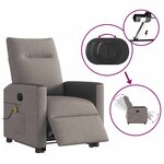 vidaXL Fauteuil inclinable de massage électrique Taupe Tissu