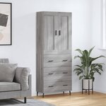 vidaXL Buffet haut Sonoma gris 69 5x34x180 cm Bois d'ingénierie