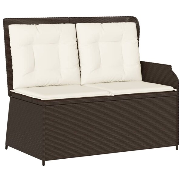 vidaXL Banc inclinable de jardin avec coussins marron résine tressée