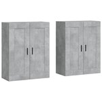 vidaXL Armoires murales 2 Pièces gris béton bois d'ingénierie