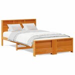 vidaXL Cadre de lit Marron cire 140 x 190 cm Bois massif en pin