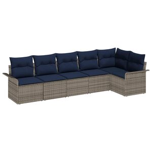 vidaXL Ensemble de canapé de jardin avec coussin 6 Pièces Gris polyrotin