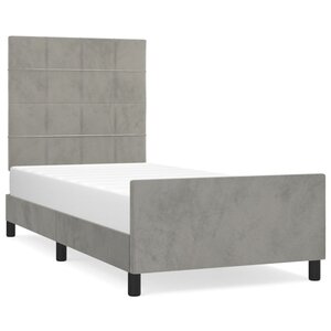vidaXL Cadre de lit avec tête de lit Gris clair 90x200 cm Velours