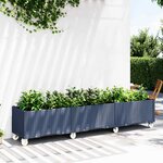 vidaXL Jardinière à roulettes bleu gris 240x50x54 cm PP