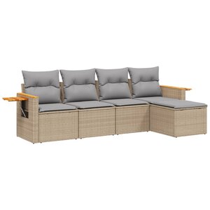 vidaXL Salon de jardin avec coussins 5 Pièces beige résine tressée