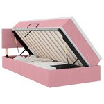 vidaXL Lit de Rangement avec tête de lit Rose 90 x 190 cm Velours