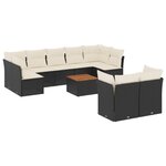 vidaXL Salon de jardin 10 Pièces avec coussins noir résine tressée
