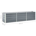 vidaXL Jardinière surélevée acier galvanisé 240x40x45 cm gris