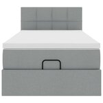 vidaXL Lit ottoman avec matelas gris clair 100x200 cm tissu