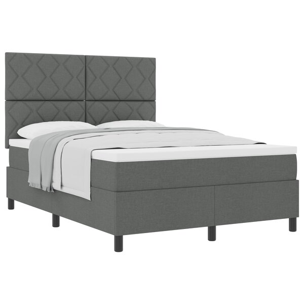 vidaXL Lit à ressorts avec matelas gris foncé 140x190 cm en tissu