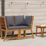 vidaXL Canapé d'angle sectionnel avec coussin gris foncé Acacia solide