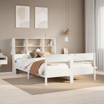 vidaXL Lit bibliothèque sans matelas blanc 140x190 cm bois pin massif