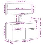 vidaXL Ensemble de meubles de salle de bain 3 Pièces Chêne noir