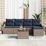 vidaXL Ensemble de canapé de jardin 6 Pièces Gris et bleu marine
