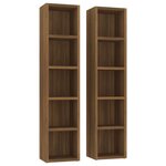 vidaXL Armoires à CD 2 Pièces Chêne marron 21x16x93 5cm Bois d'ingénierie