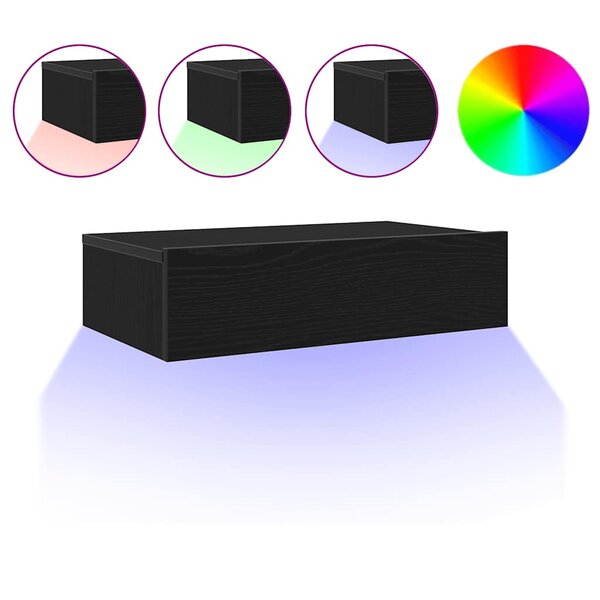 vidaXL Meubles TV avec éclairage LED 2 pièces Chêne noir 60 x 35 x 15 5 cm