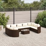 vidaXL Salon de jardin 10 Pièces avec coussins marron résine tressée