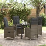 vidaXL Ensemble de salle à manger de jardin 5 pièces avec coussins en rotin poly gris