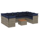 vidaXL Salon de jardin 10 Pièces avec coussins gris résine tressée