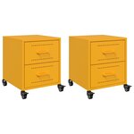 vidaXL Tables de chevet 2 Pièces jaune moutarde 36x39x43 5 cm acier