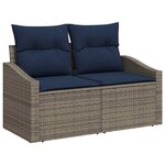 vidaXL Ensemble de canapé de jardin 7 Pièces Gris et bleu marine