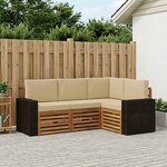 vidaXL Ensembles de canapés avec coussin 4 Pièces Bois d'Acacia Massif