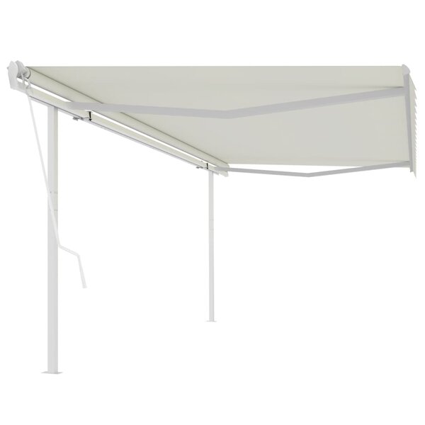 vidaXL Auvent rétractable automatique avec poteaux 5x3 m Crème