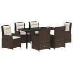 vidaXL Ensemble repas jardin 7 pièces en poly rattan marron