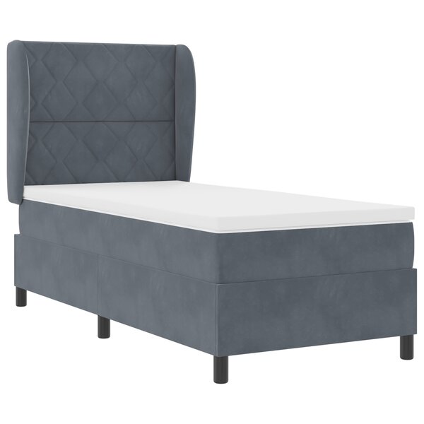 Lit box spring vidaXL avec matelas gris foncé 90x200 cm en velours