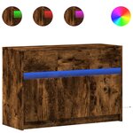 vidaXL Meuble TV avec LED chêne fumé 91x34x61 cm bois d'ingénierie