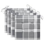 vidaXL Chaises de jardin coussins à carreaux gris lot de 4 Teck massif