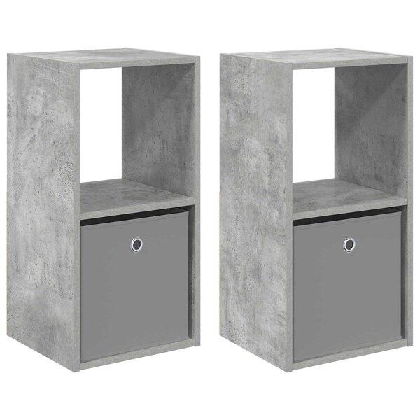 vidaXL Table de chevet avec tiroir 2 Pièces Gris béton 35 x 32 x 68 5 cm