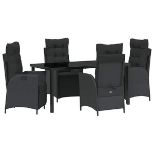vidaXL Ensemble de salle à manger pour jardin 5 Pièces Noir polyrotin