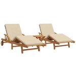 vidaXL Transat 3 Pièces Beige 200 x 67 x 84 cm Bois d'Acacia Massif
