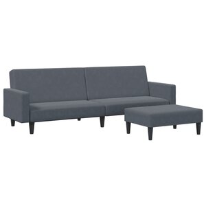 vidaXL Canapé-lit à 2 places avec repose-pied gris foncé velours
