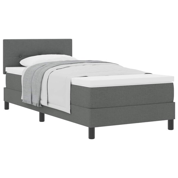 vidaXL Lit à ressorts avec tête de lit Gris foncé 90 x 190 cm tissu