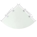 vidaXL Étagères d'angle 2 Pièces et supports chromés Verre Blanc 45x45 cm