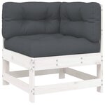 vidaXL Canapé d'angle avec coussins blanc bois de pin solide