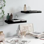 vidaXL Étagère murale flottante 2 Pièces Noir brillant 40x23x3 8 cm MDF