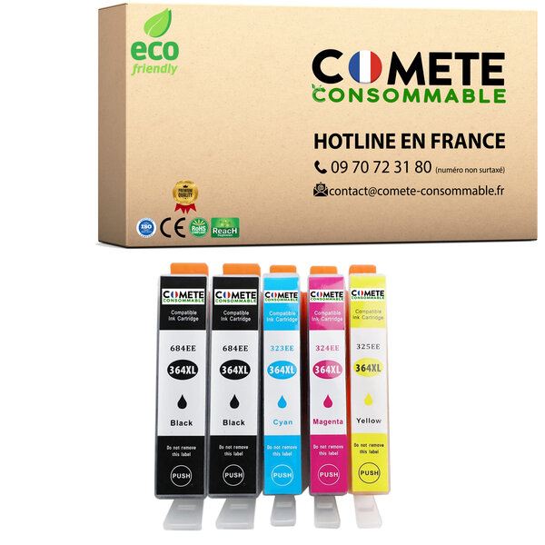 CARTOUCHE 364XL - lot de 5 Compatibles avec HP- COMETE Entreprise française
