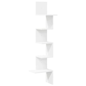 vidaXL Étagère d'angle murale blanc 32x32x127 5 cm bois d'ingénierie