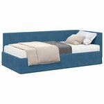 vidaXL Cadre de lit d'angle avec matelas Bleu 90 x 200 cm Velours