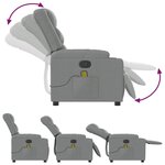 vidaXL Fauteuil inclinable de massage en tissu gris clair