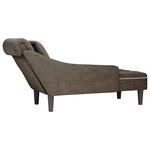 vidaXL Fauteuil long et coussin/accoudoir droit gris foncé similicuir