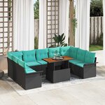 vidaXL Ensemble de canapé de jardin 10 Pièces Noir Poly rotin